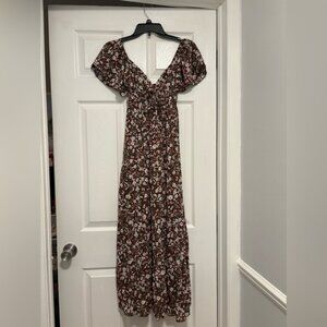 Ultra Flirt Brown Floral Maxi Dress